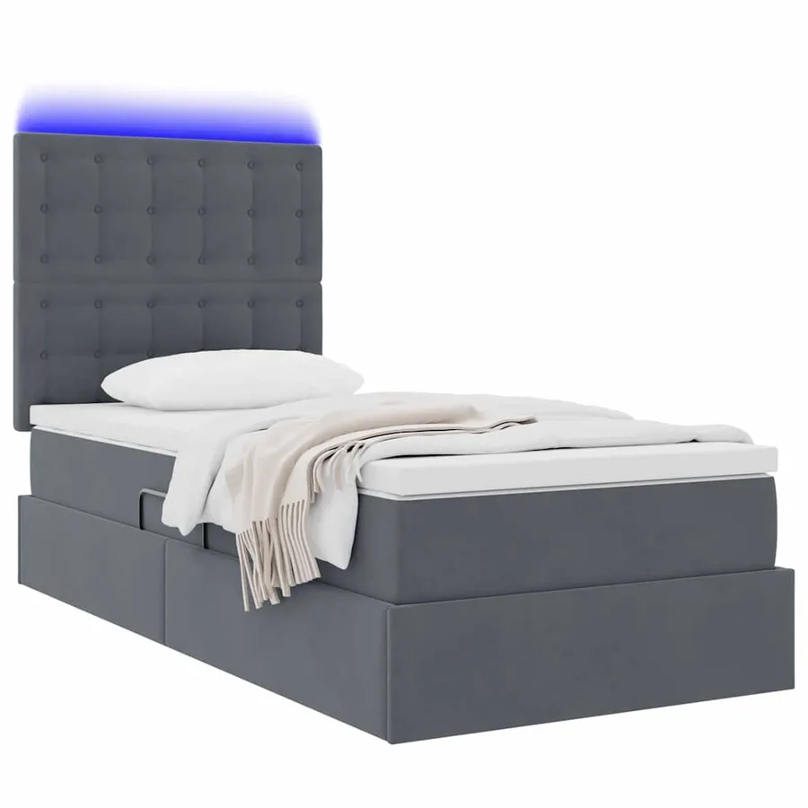 Lit de rangement LED avec matelas Gris foncé 100 x 200 cm - 3