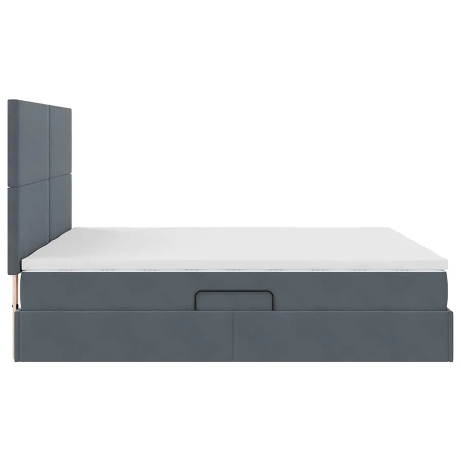 Lit de Rangement avec stockage Gris foncé 200 x 200 cm Velours - 10