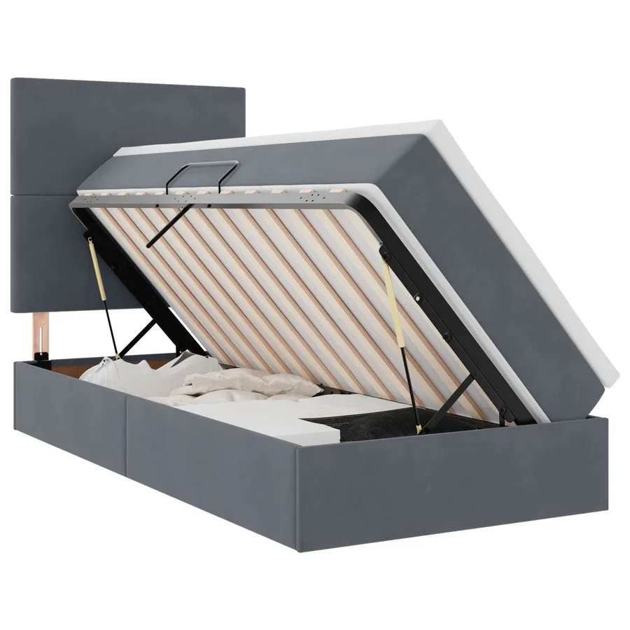 Lit de rangement LED avec matelas Gris foncé 100 x 200 cm - 2