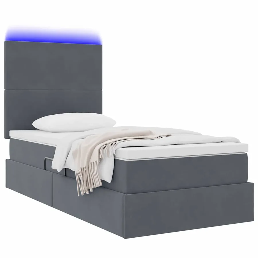 Lit de rangement LED avec matelas Gris foncé 100 x 200 cm - 3
