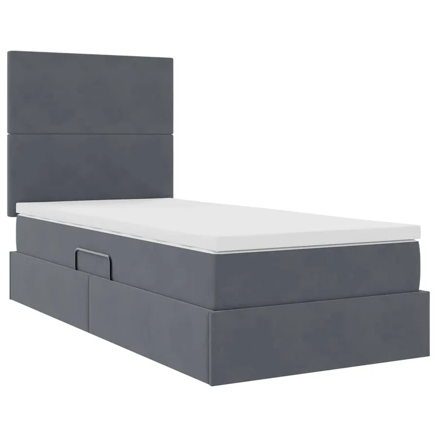 Lit de rangement LED avec matelas Gris foncé 100 x 200 cm - 6