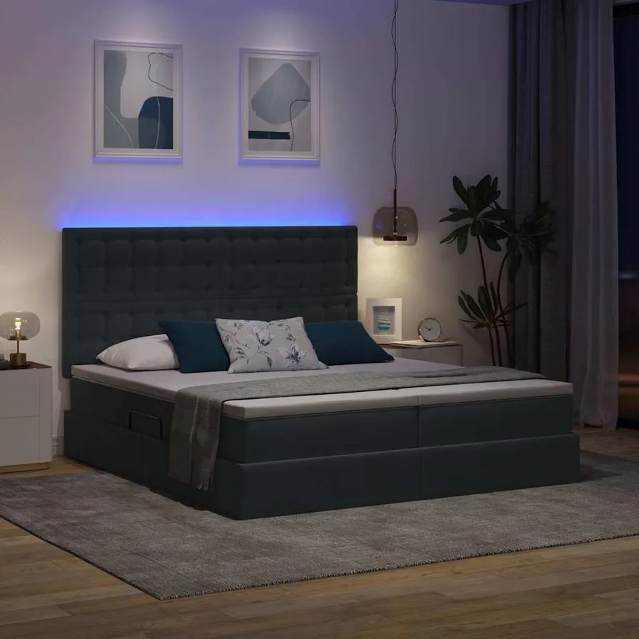 Lit de rangement LED avec matelas Gris foncé 180 x 200 cm - 5