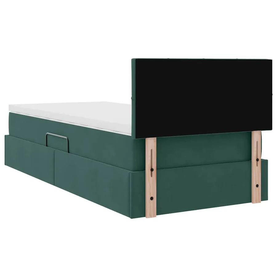 Lit de Rangement avec matelas Vert foncé 100 x 200 cm Velours - 11