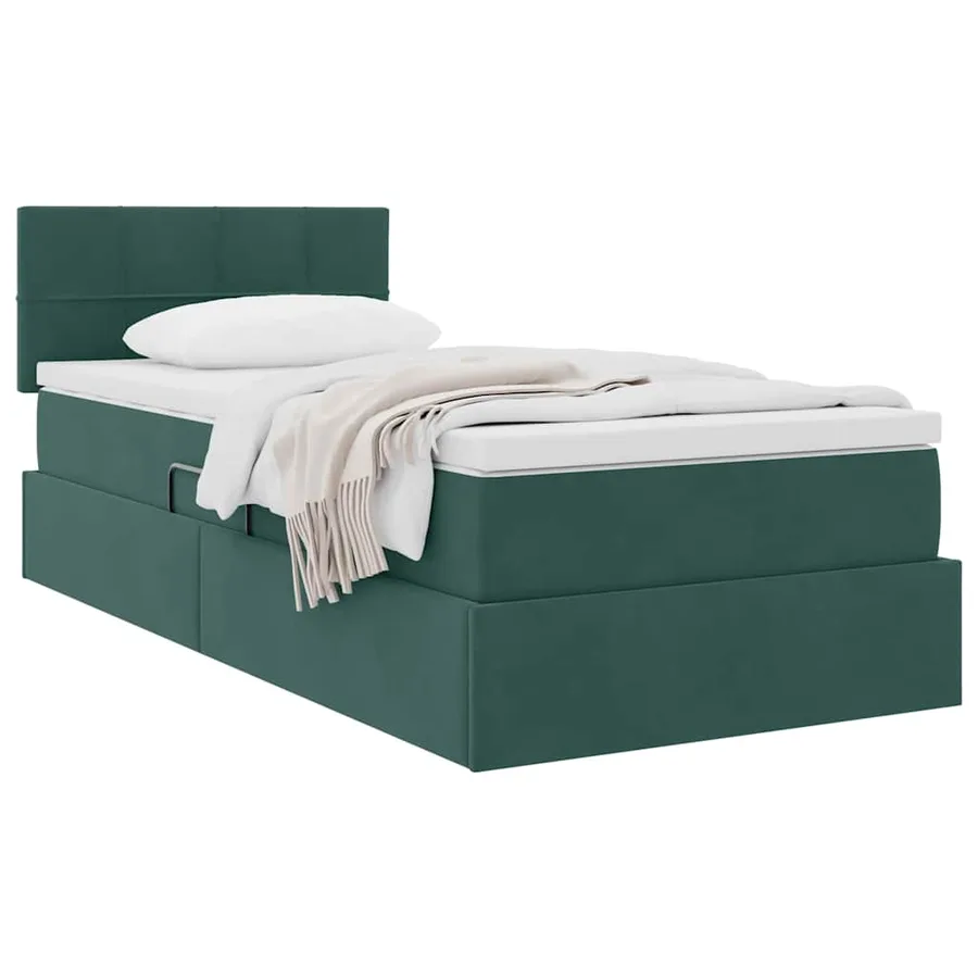 Lit de Rangement avec matelas Vert foncé 100 x 200 cm Velours - 3