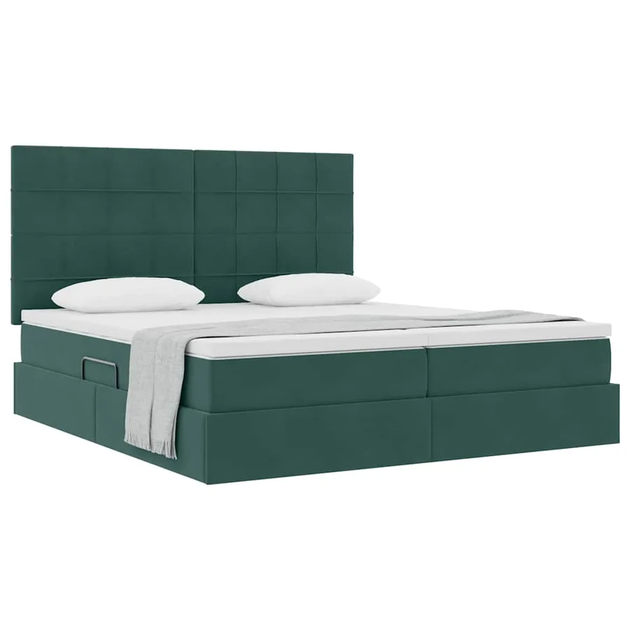 Lit de Rangement avec stockage Vert foncé 200 x 200 cm Velours - 3