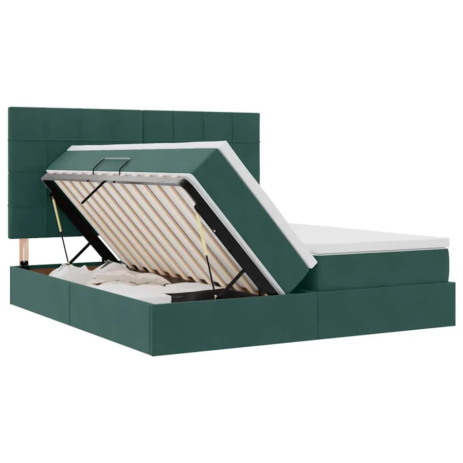Lit de Rangement avec stockage Vert foncé 200 x 200 cm Velours - 7