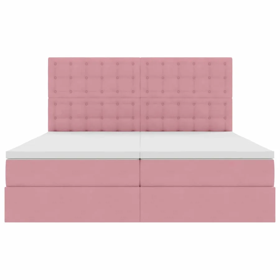 Lit de Rangement avec tête de lit Rose 200 x 200 cm Velours - 10