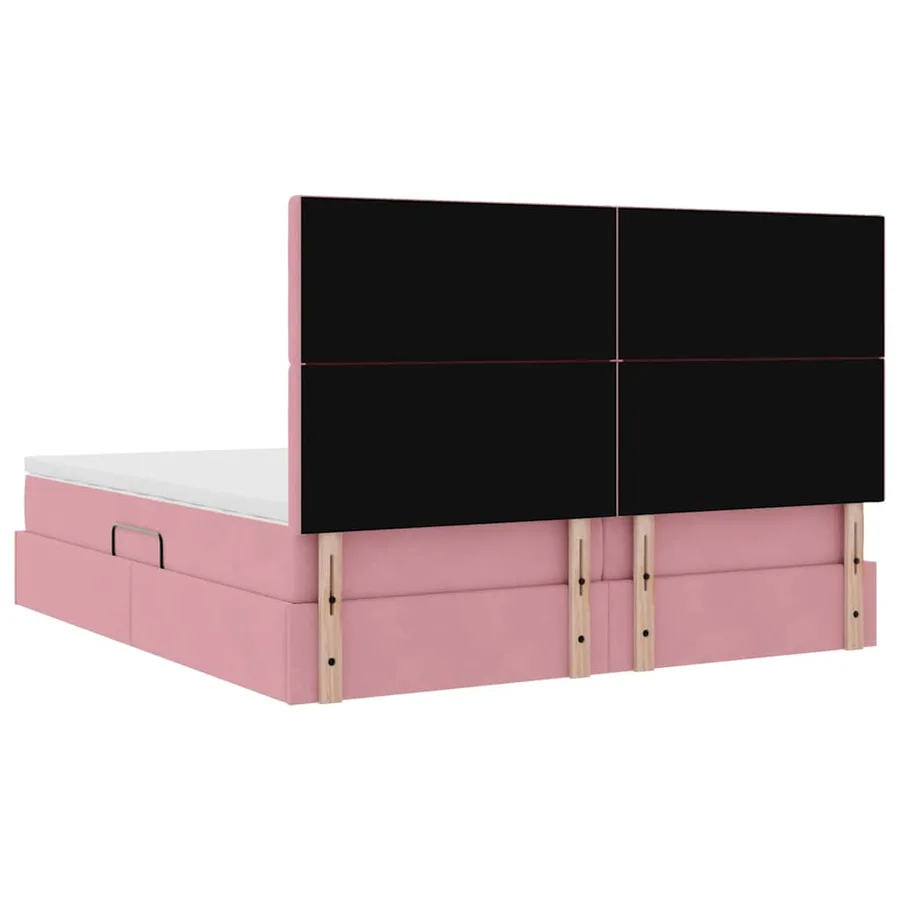 Lit de Rangement avec tête de lit Rose 200 x 200 cm Velours - 12