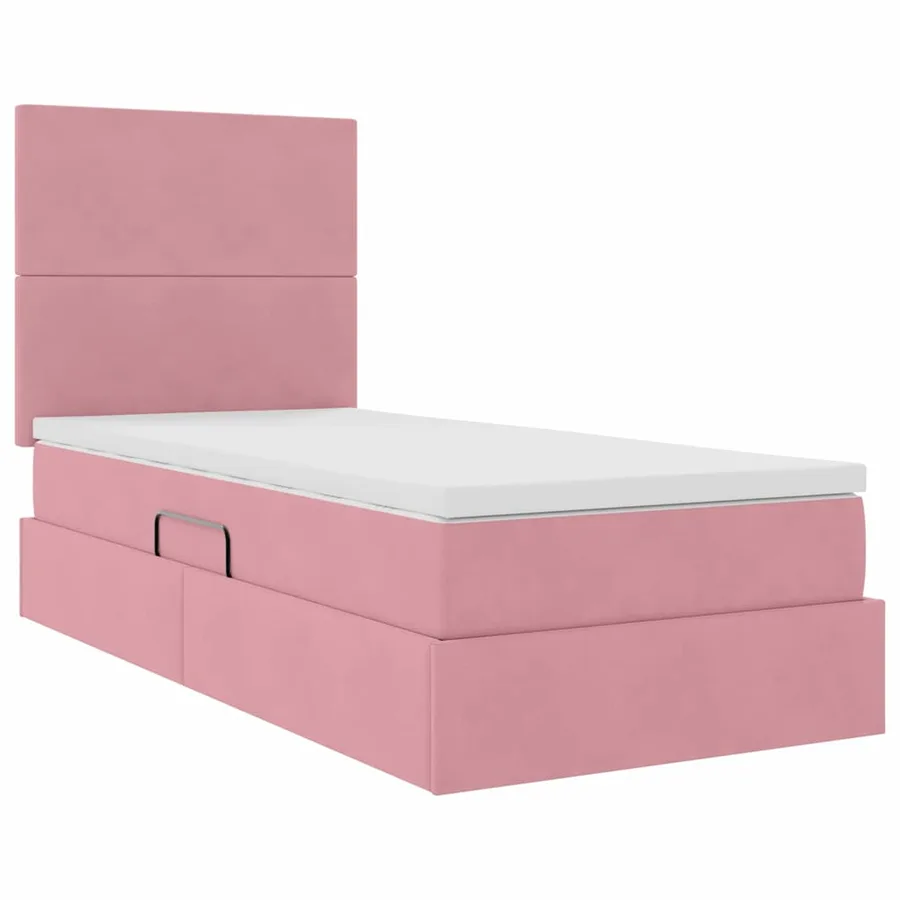 Lit de rangement LED avec matelas Rose 100 x 200 cm Velours - 6