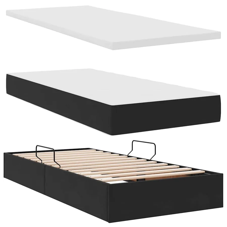 Lit de rangement LED avec matelas Noir 100 x 200 cm Velours - 9