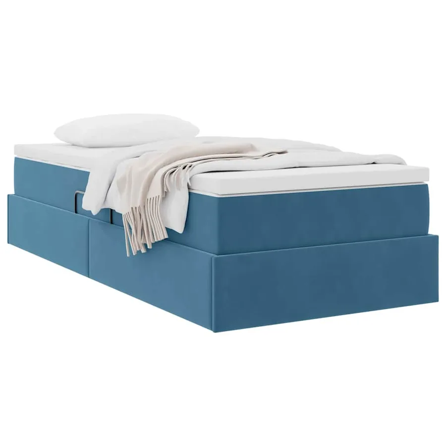Lit avec rangement et matelas Bleu foncé 100 x 200 cm Velours - 3
