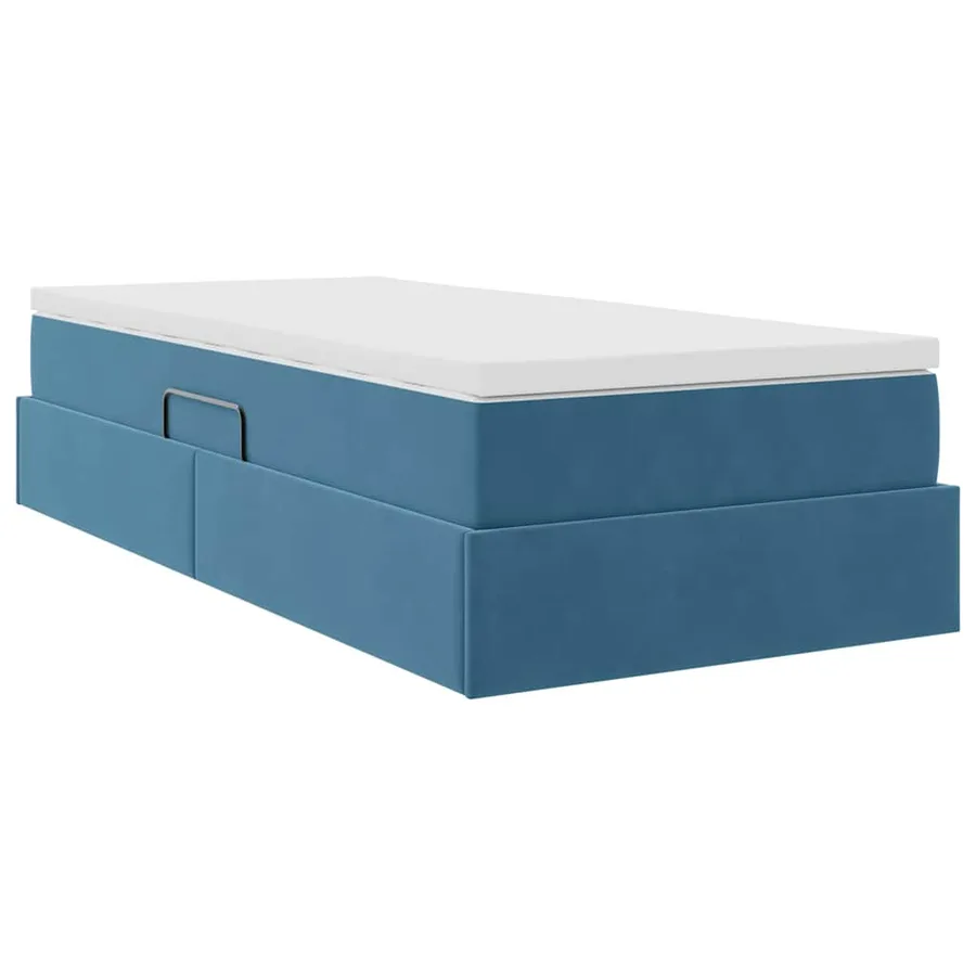 Lit avec rangement et matelas Bleu foncé 100 x 200 cm Velours - 5