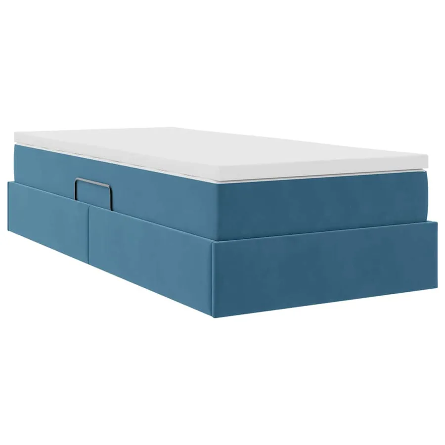 Lit avec rangement et matelas Bleu foncé 100 x 200 cm Velours - 8