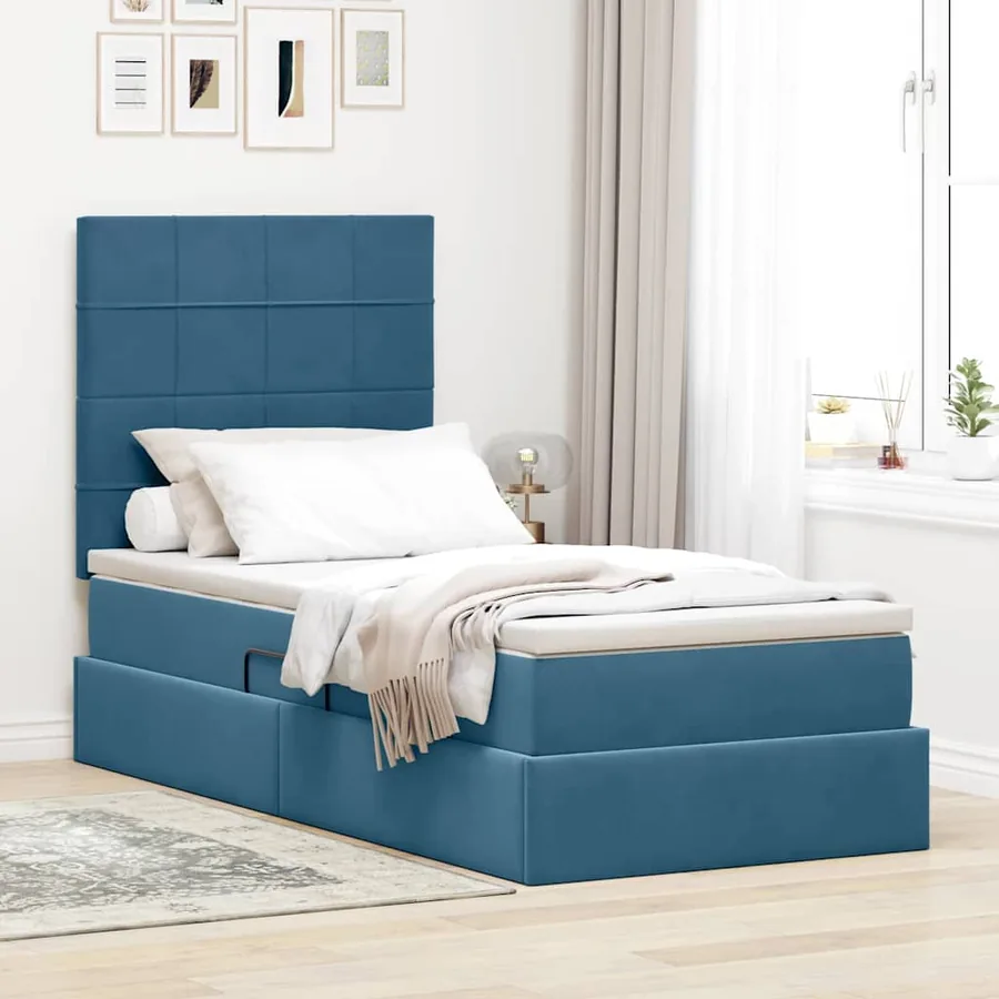 Lit de rangement LED avec matelas Bleu foncé 100 x 200 cm