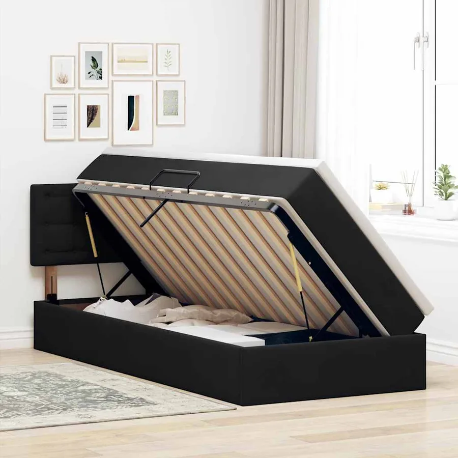 Lit de Rangement avec matelas Noir 100 x 200 cm Velours - 4