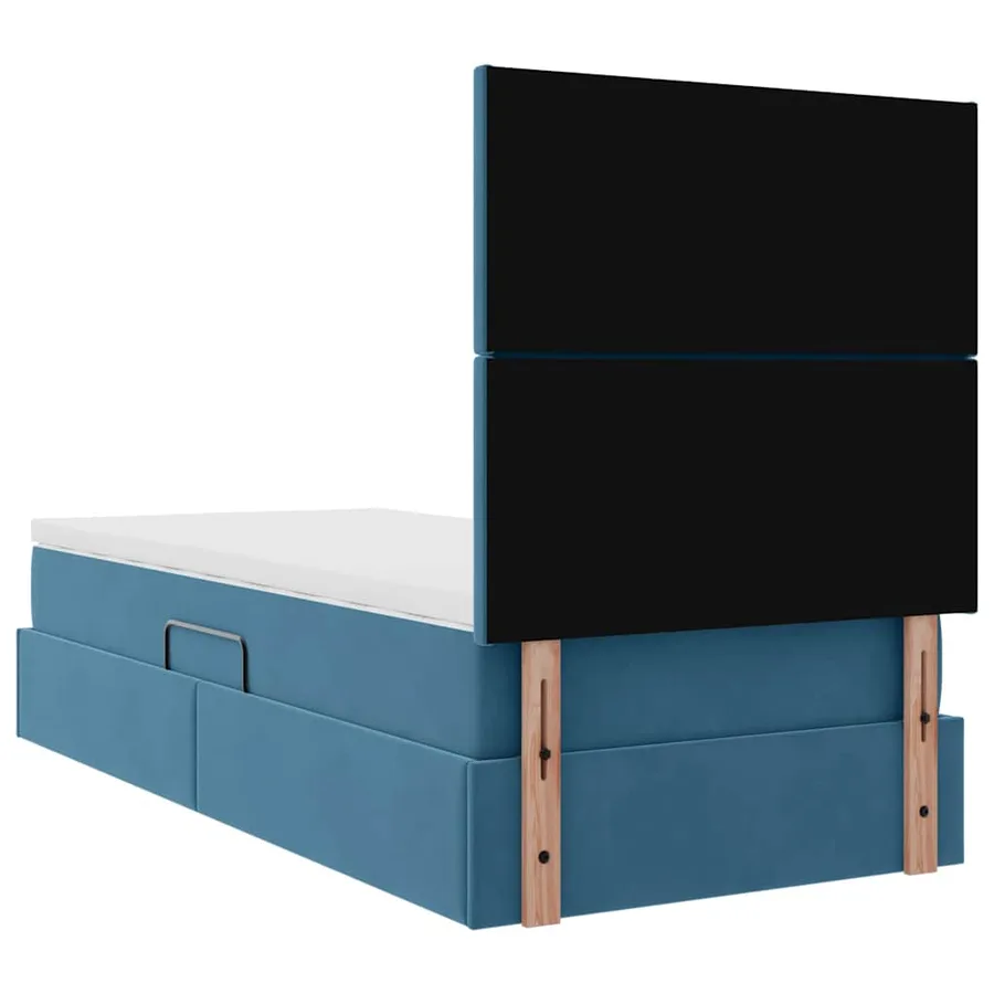 Lit avec rangement et matelas Bleu foncé 100 x 200 cm Velours - 11