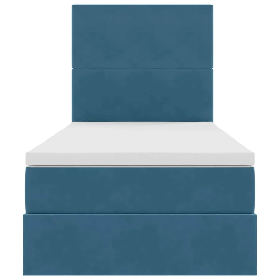 Lit avec rangement et matelas Bleu foncé 100 x 200 cm Velours - 7