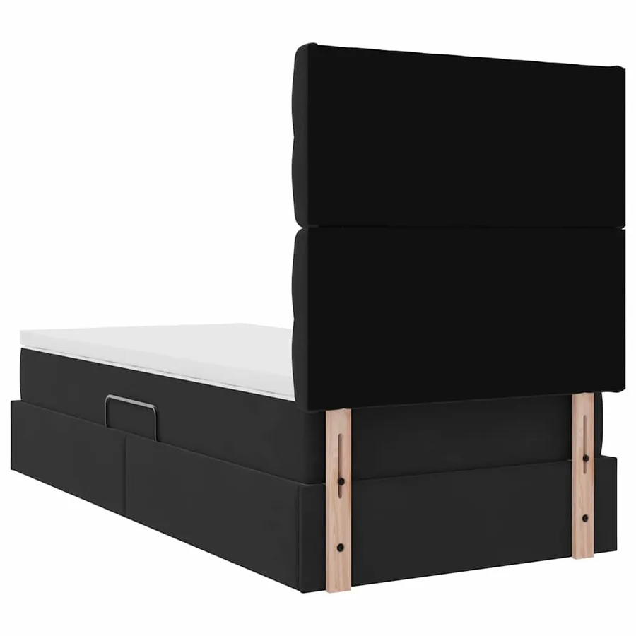 Lit de rangement LED avec matelas Noir 100 x 200 cm Velours - 12