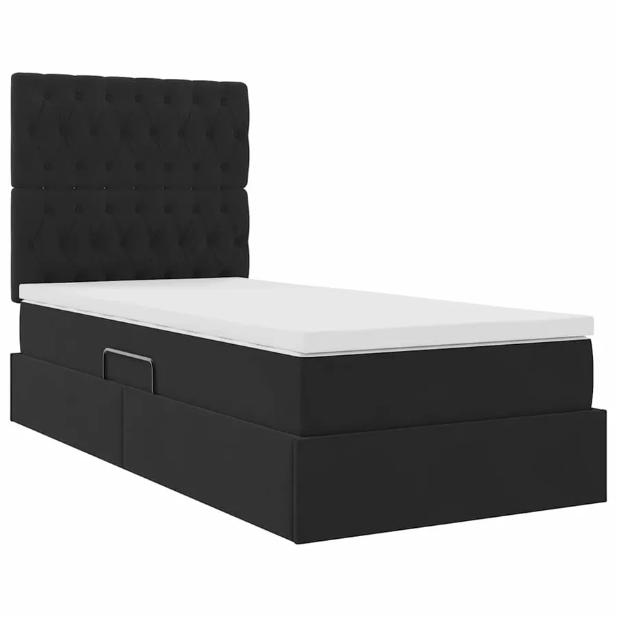 Lit de rangement LED avec matelas Noir 100 x 200 cm Velours - 6
