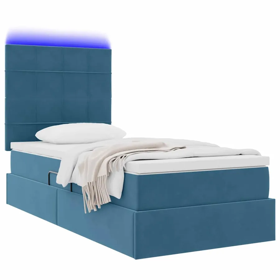 Lit de rangement LED avec matelas Bleu foncé 90 x 190 cm - 3