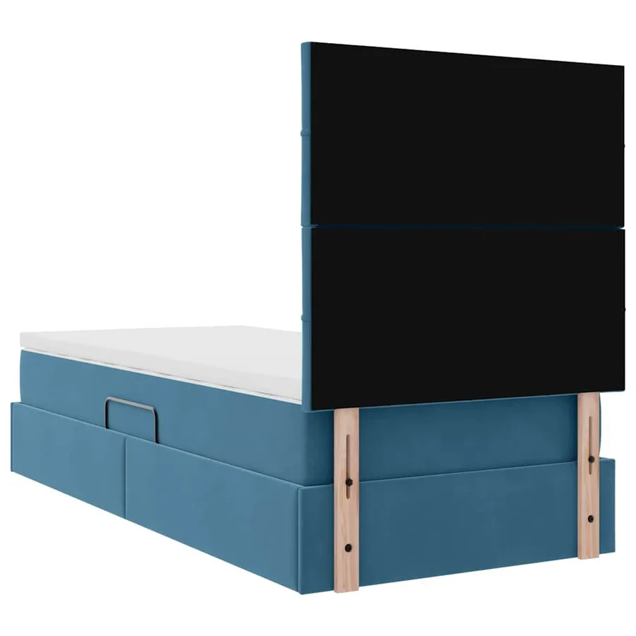 Lit avec rangement et matelas Bleu foncé 90 x 190 cm Velours - 11