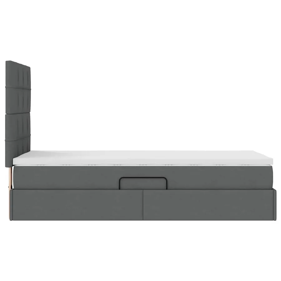 Lit de rangement LED avec matelas Gris foncé 90 x 190 cm Tissu - 11