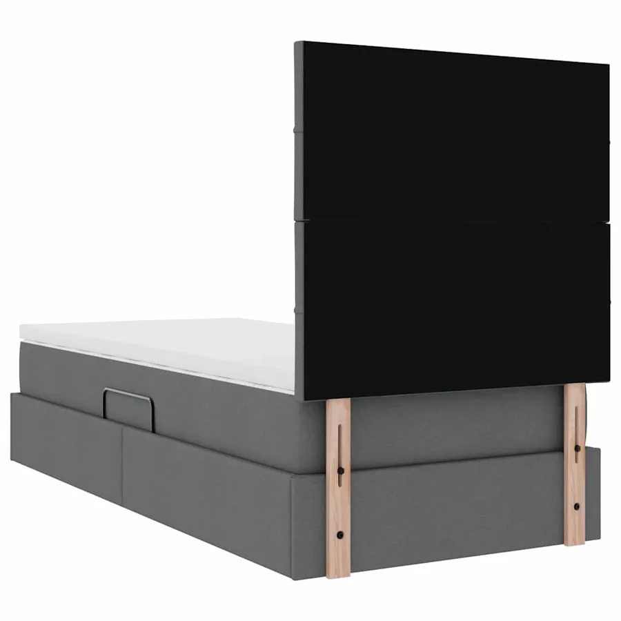 Lit de rangement LED avec matelas Gris foncé 90 x 190 cm Tissu - 12