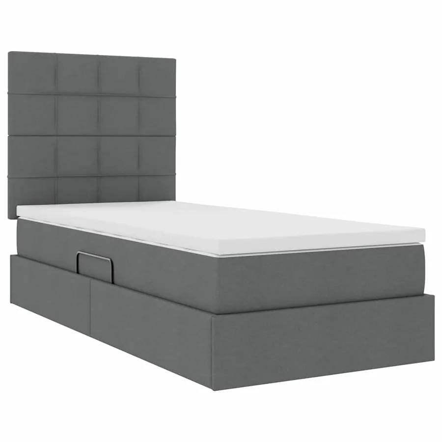 Lit de rangement LED avec matelas Gris foncé 90 x 190 cm Tissu - 6