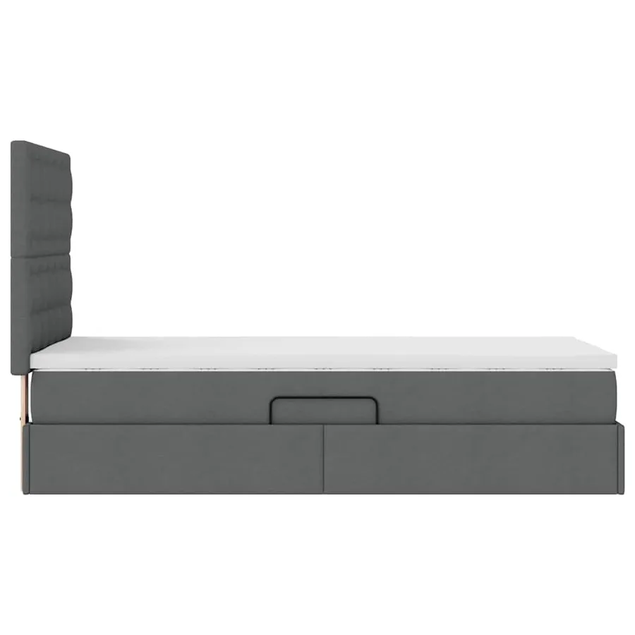 Lit avec rangement et matelas Gris foncé 90 x 190 cm tissu - 10