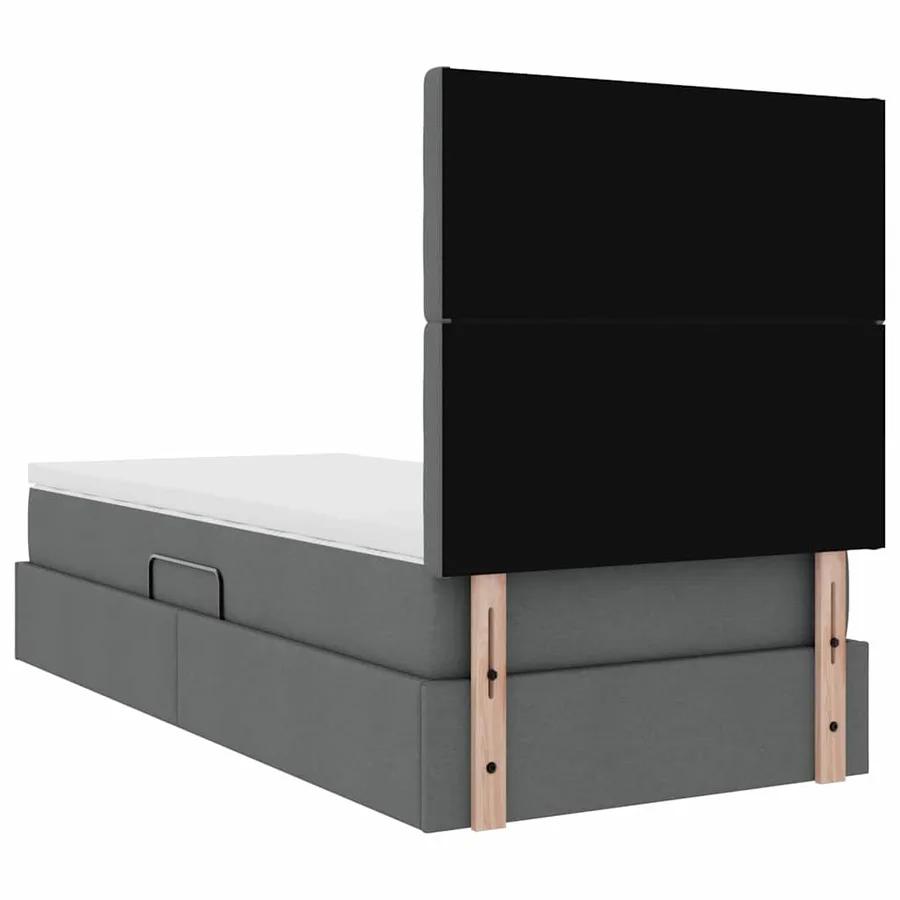 Lit avec rangement et matelas Gris foncé 90 x 190 cm tissu - 11