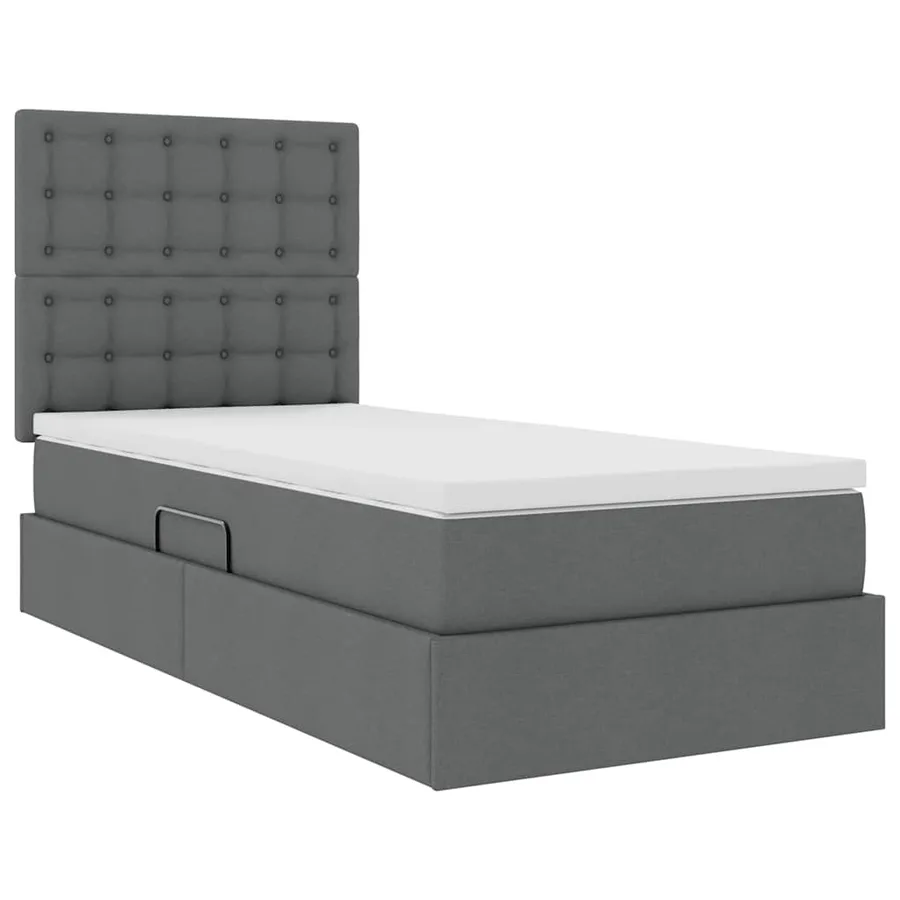 Lit avec rangement et matelas Gris foncé 90 x 190 cm tissu - 5