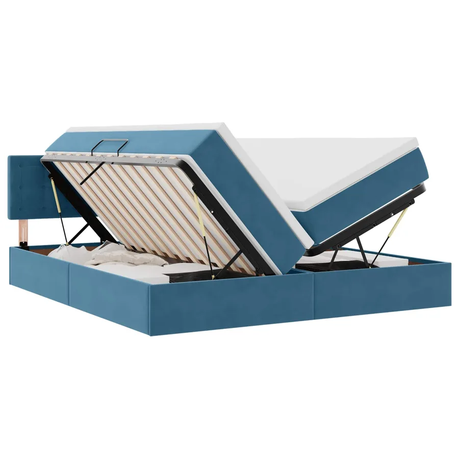 Lit de rangement LED avec matelas Bleu foncé 200 x 200 cm - 2