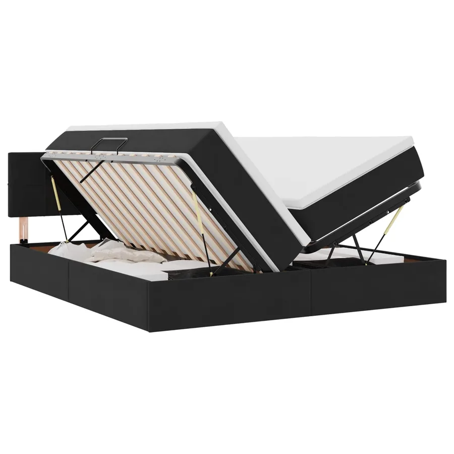 Lit de Rangement avec matelas avec stockage Noir 100 x 200 cm - 2