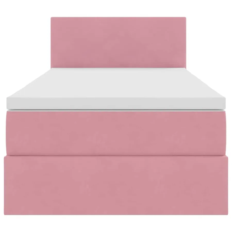 Lit de rangement LED avec matelas Rose 90 x 200 cm Velours - 6