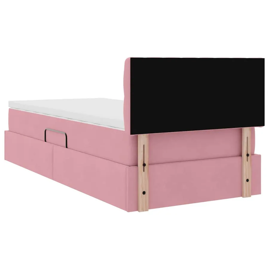 Lit de Rangement avec matelas Rose 90 x 200 cm Velours - 11