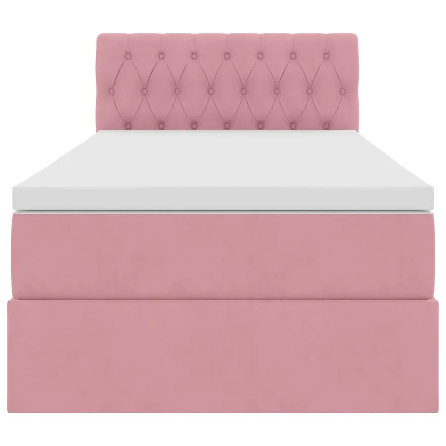 Lit de Rangement avec matelas Rose 90 x 200 cm Velours - 7