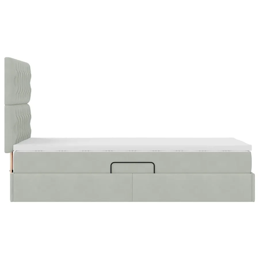 Lit avec rangement et matelas Gris clair 90 x 190 cm Velours - 10
