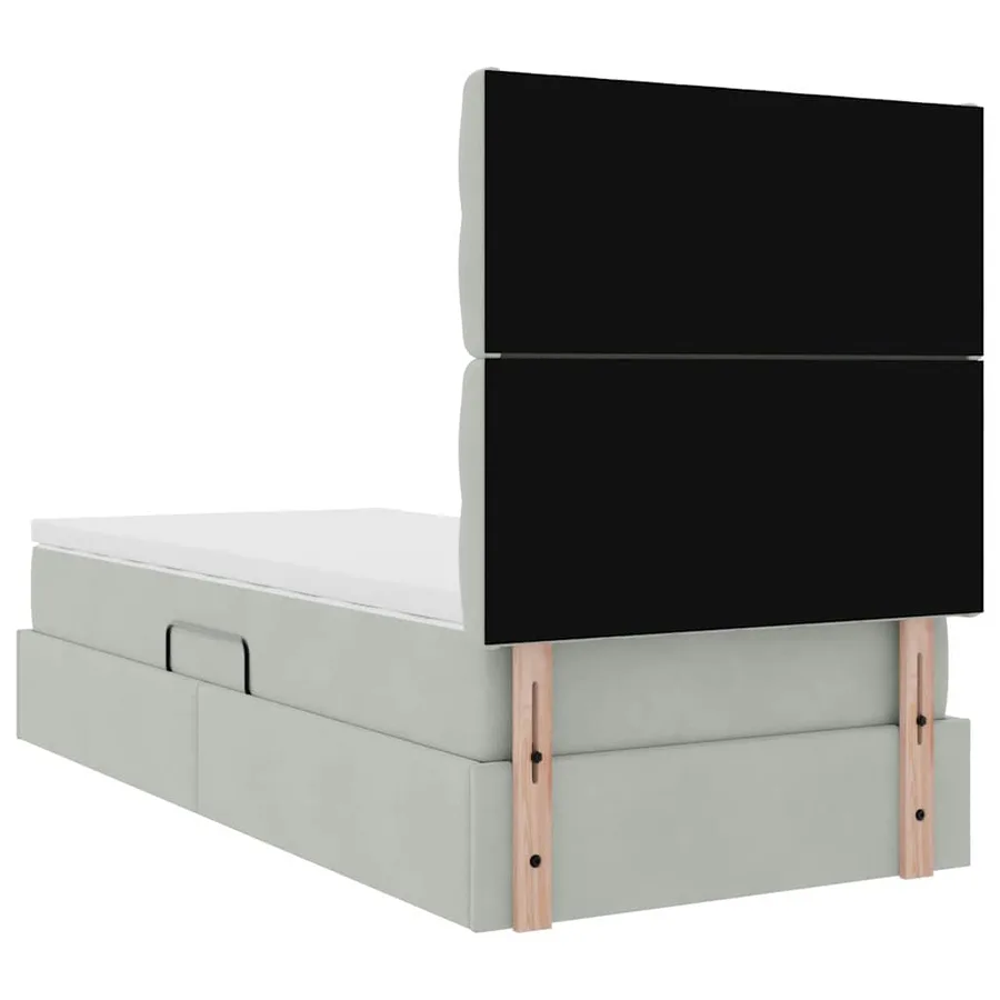 Lit avec rangement et matelas Gris clair 90 x 190 cm Velours - 11