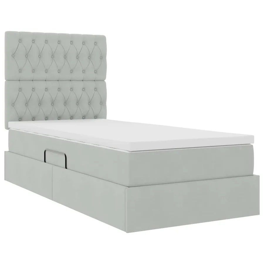 Lit avec rangement et matelas Gris clair 90 x 190 cm Velours - 5