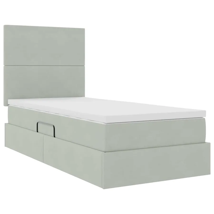 Lit de rangement LED avec matelas Gris clair 90 x 190 cm - 6