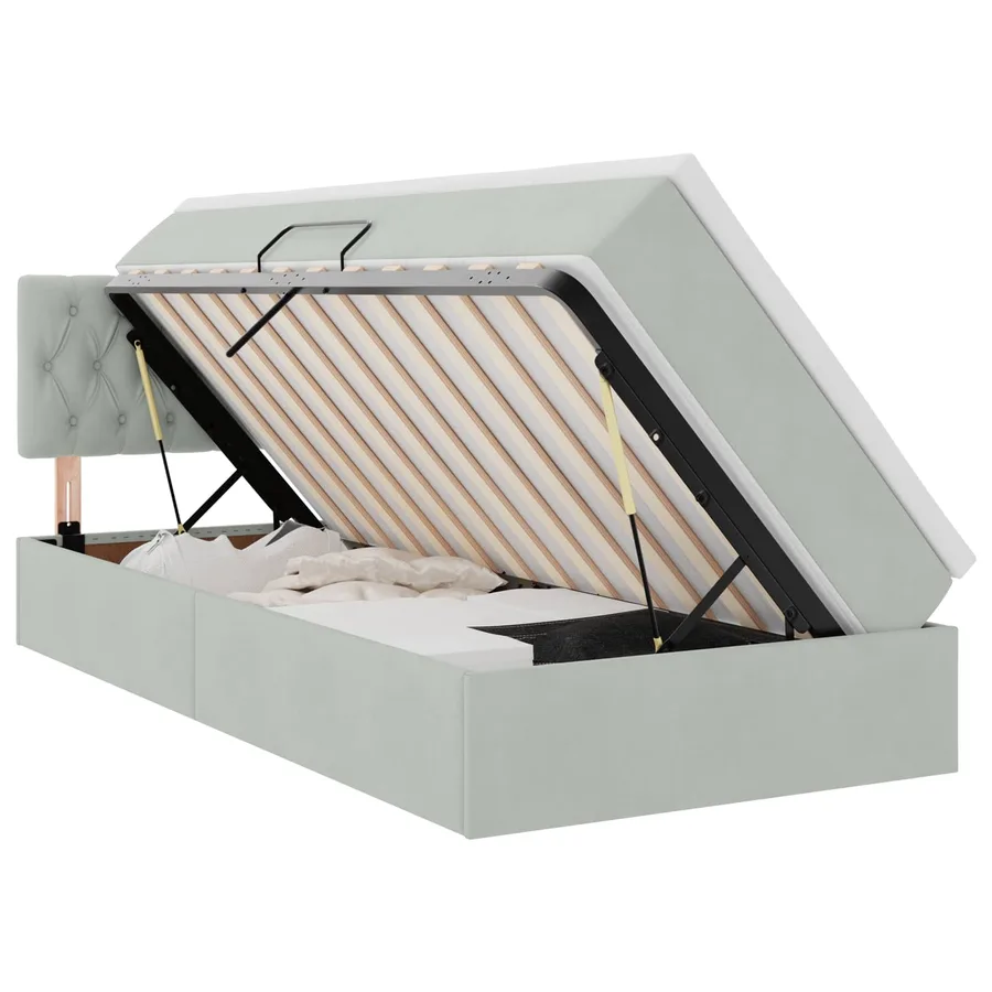Lit de rangement LED avec matelas Gris clair 90 x 190 cm - 2