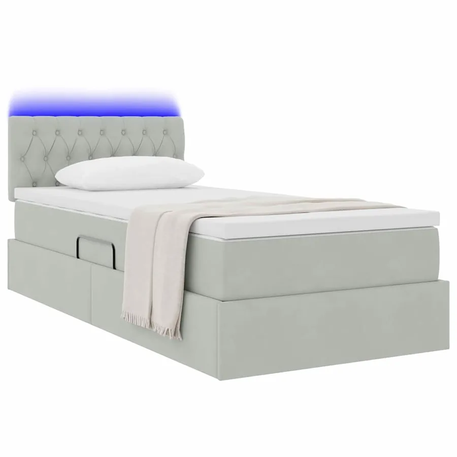 Lit de rangement LED avec matelas Gris clair 90 x 190 cm - 3