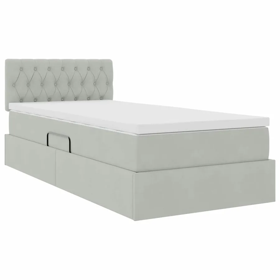 Lit de rangement LED avec matelas Gris clair 90 x 190 cm - 6