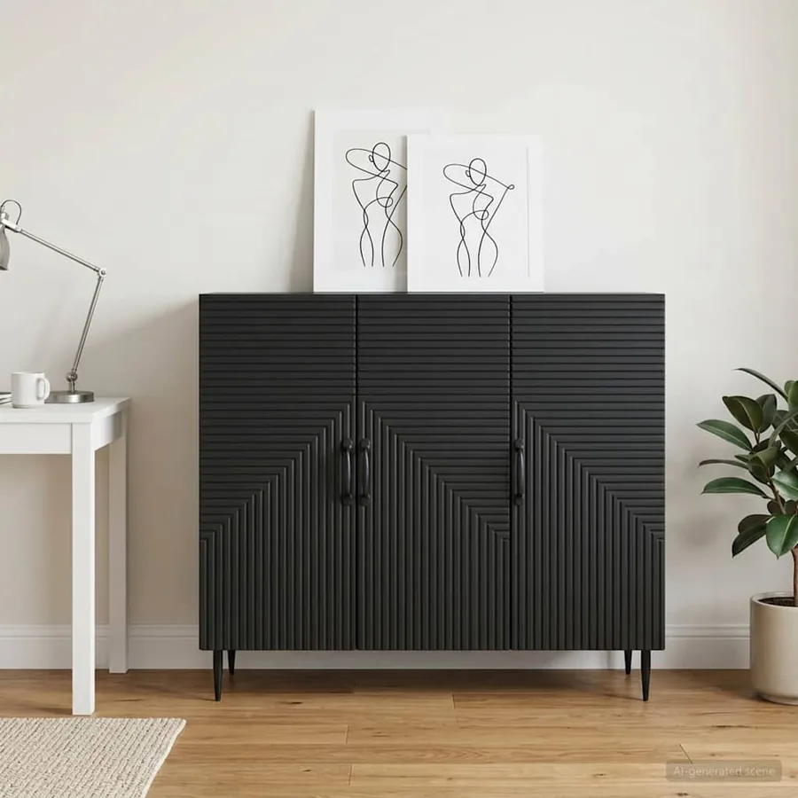 Buffet Noir 89 x 34,5 x 80 cm Bois d'ingénierie
