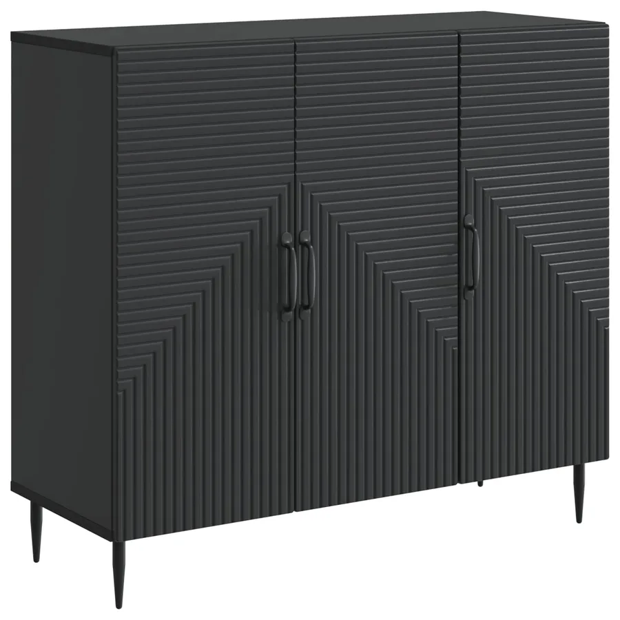 Buffet Noir 89 x 34,5 x 80 cm Bois d'ingénierie - 2