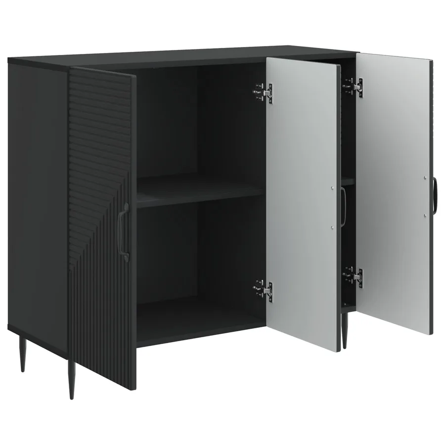 Buffet Noir 89 x 34,5 x 80 cm Bois d'ingénierie - 5