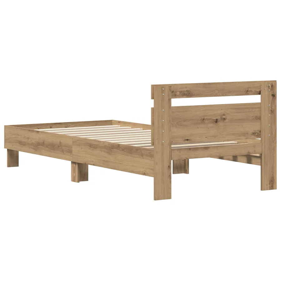 Cadre de lit Chêne artisanal 98,5 x 200 cm Bois d'ingénierie - 6