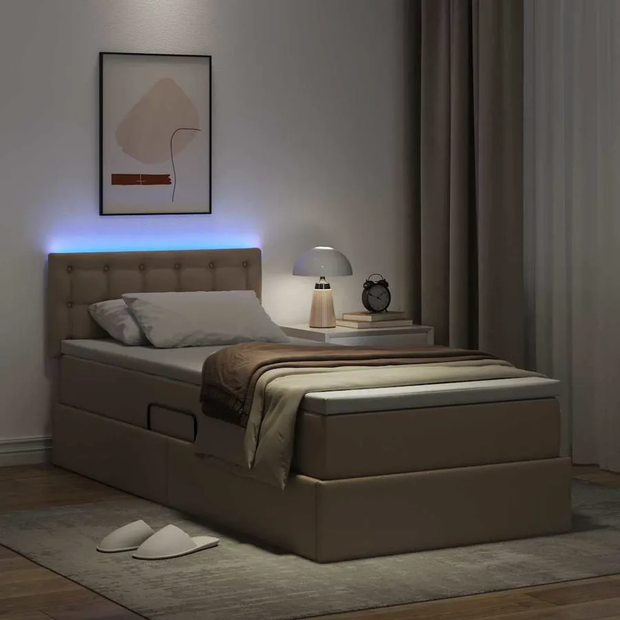 Lit avec rangement et LED avec matelas Cappuccino 90 x 200 cm - 5