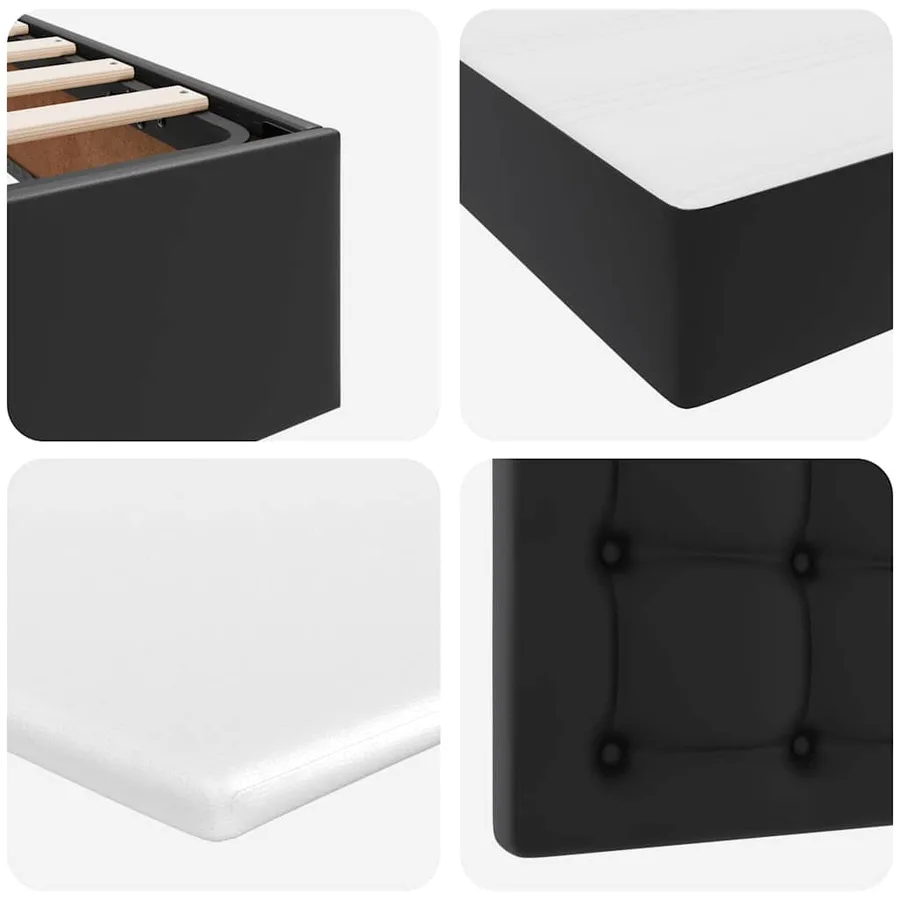 Lit avec rangement et matelas Noir 90 x 200 cm Simili cuir - 12