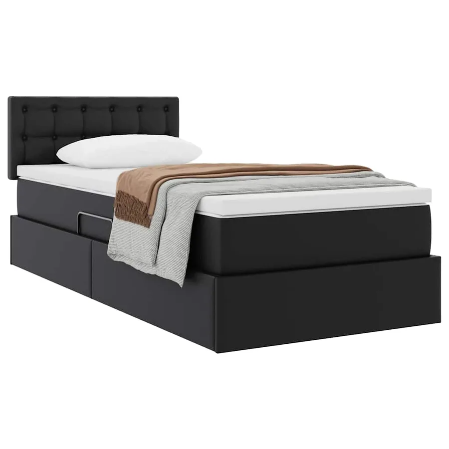Lit avec rangement et matelas Noir 90 x 200 cm Simili cuir - 3